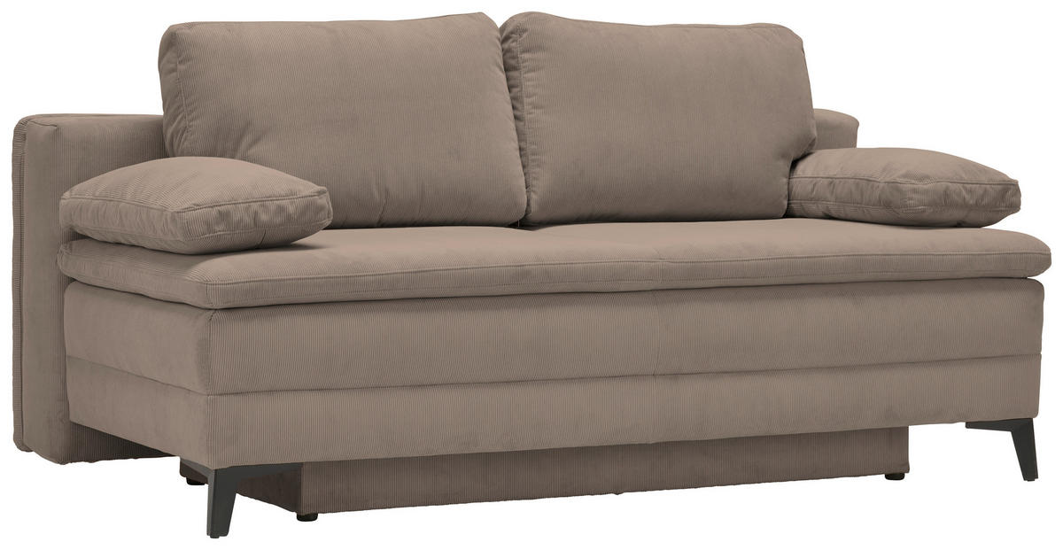 BOXSPRINGSOFA in Cord Taupe  - Taupe/Schwarz, Design, Textil/Metall (200/100/108cm) - Novel