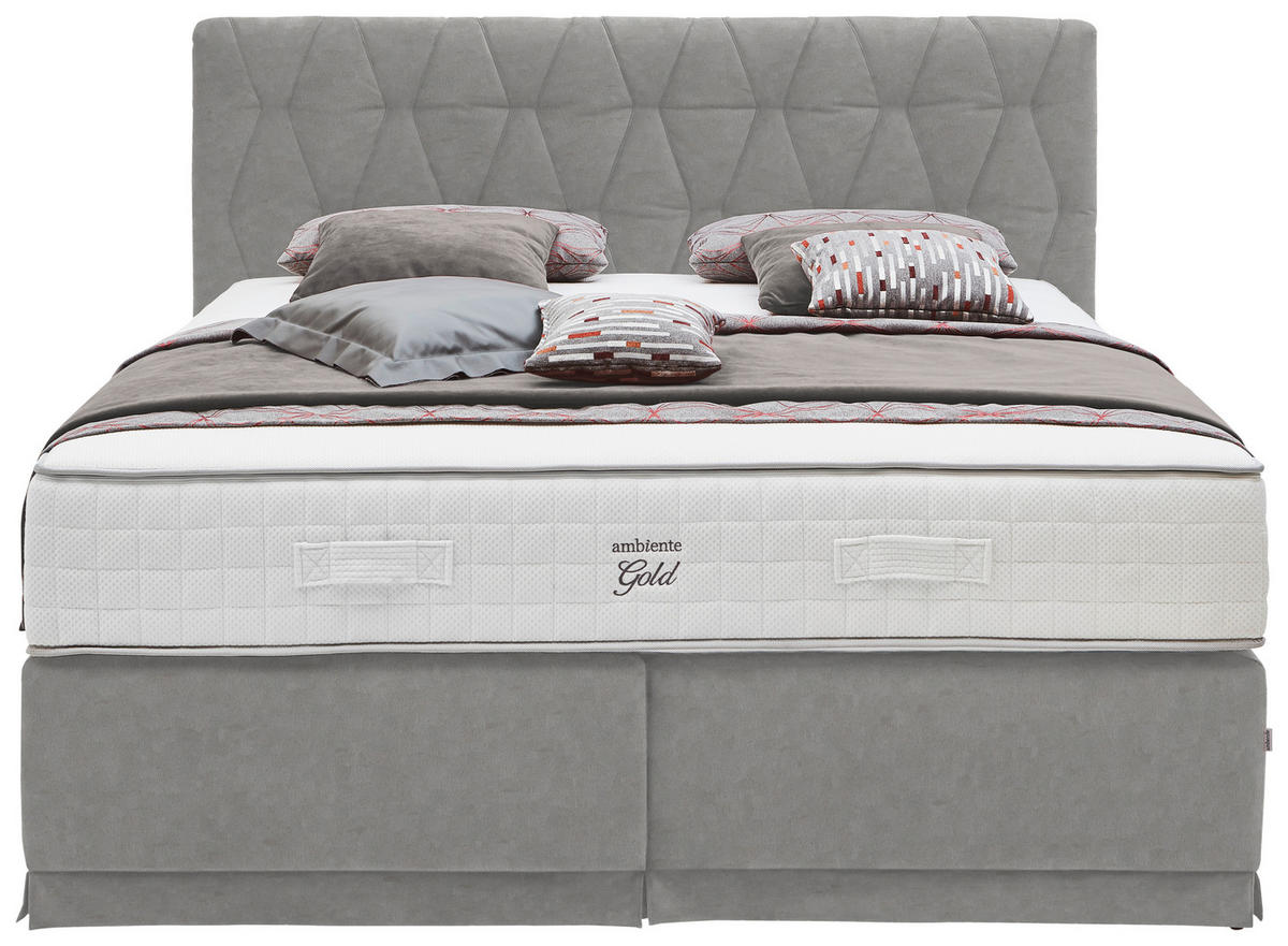 BOXSPRINGBETT 180/200 cm  in Grau  - Grau, Konventionell, Textil (180/200cm) - Ambiente