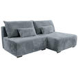 ECKSOFA in Cord Grau  - Schwarz/Grau, MODERN, Holz/Textil (210/145cm) - Carryhome