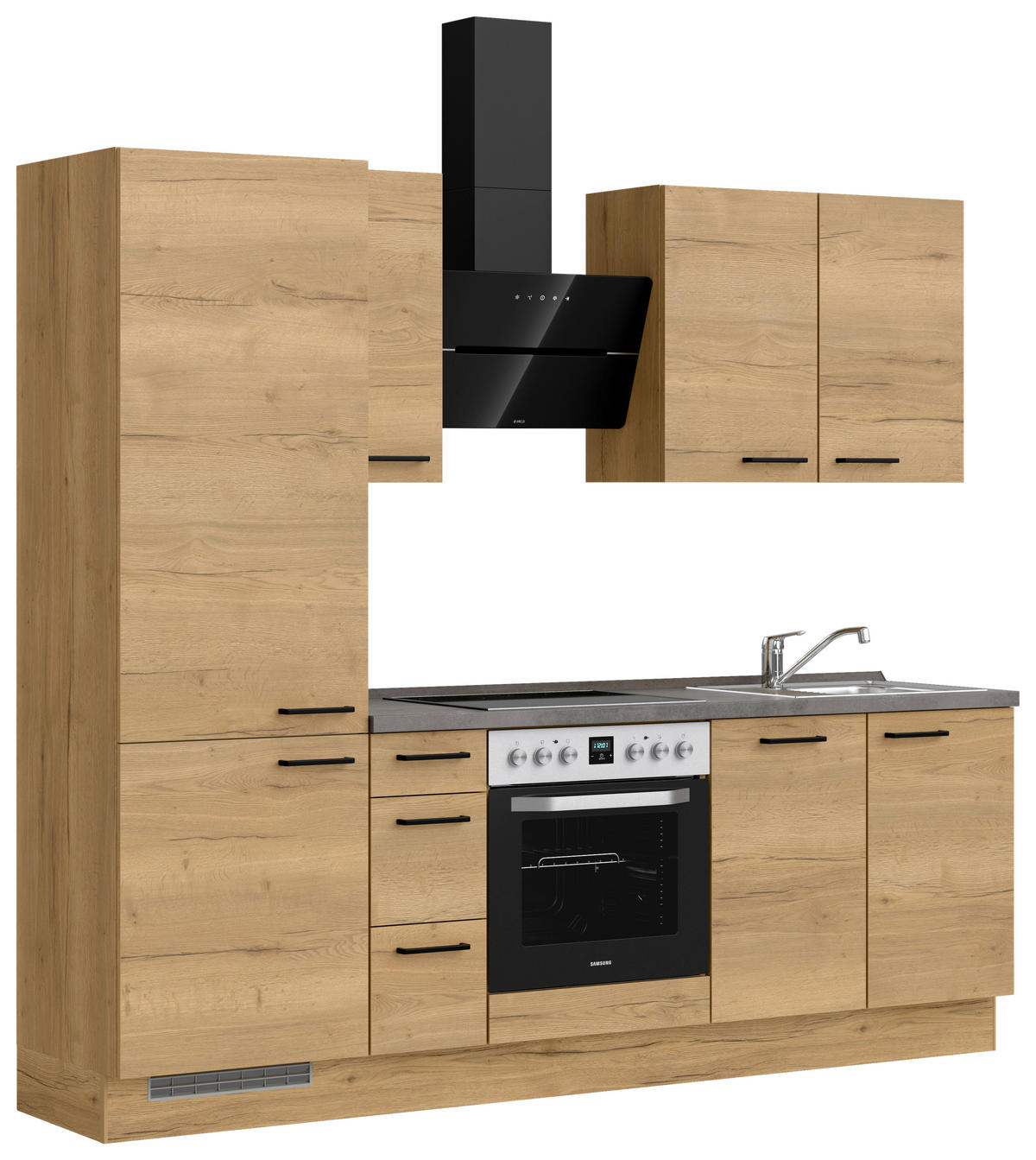 KÜCHENLEERBLOCK 240 cm   in Eichefarben, Schieferfarben  - Schieferfarben/Eichefarben, MODERN, Holzwerkstoff/Metall (240cm) - Nobilia