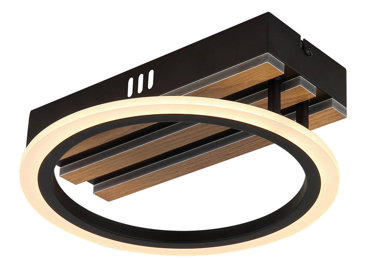 LED-DECKENLEUCHTE 25/25/8,5 cm   - Dunkelbraun/Schwarz, Natur, Holzwerkstoff/Kunststoff (25/25/8,5cm) - Globo