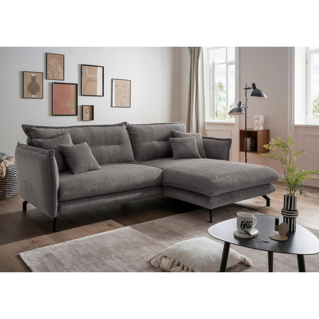 Thumbnail - Livetastic Ecksofa, Grau, Textil, 4-Sitzer, Füllung: Schaumstoff, L-Form, 255x180 cm, Made in Europe, Rücken echt, Armte...