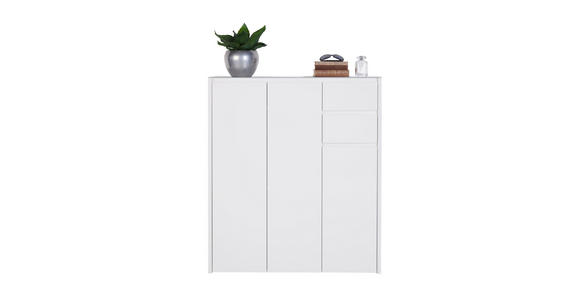 SCHUHSCHRANK 99,7/117,5/34,1 cm - Weiß, Design, Glas/Holzwerkstoff (99,7/117,5/34,1cm) - Voleo