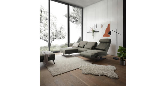 ECKSOFA in Flachgewebe Grün  176-217/259-307 cm  - Schwarz/Grün, Design, Textil/Metall (176-217/259-307cm) - Dieter Knoll