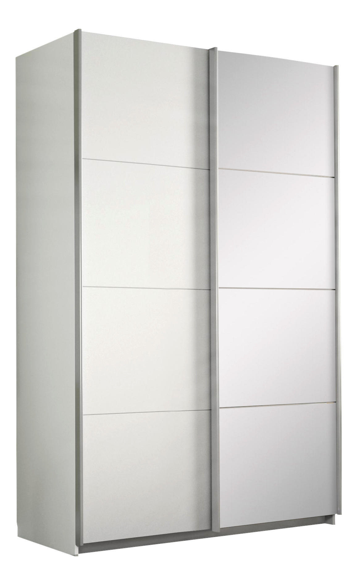 SCHWEBETÜRENSCHRANK 2-türig Weiß  - Alufarben/Weiß, Design, Glas/Holzwerkstoff (136/210/62cm) - Carryhome