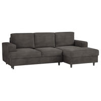ECKSOFA Taupe Cord, Velours  - Taupe/Schwarz, Design, Holz/Textil (247/140cm) - MID.YOU