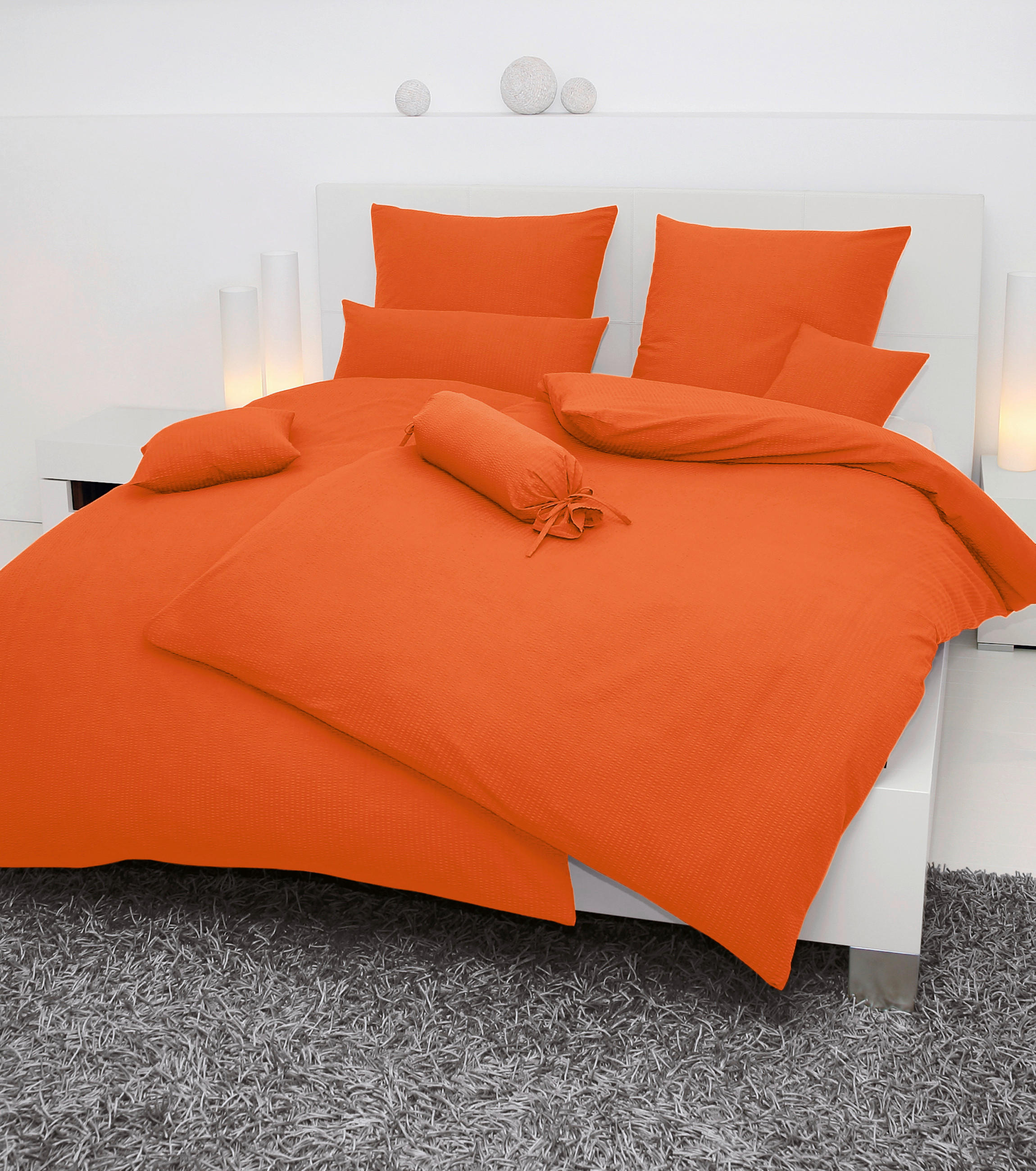 BETTWÄSCHE Seersucker 200/200 cm  - Orange, Basics, Textil (200/200cm) - Janine
