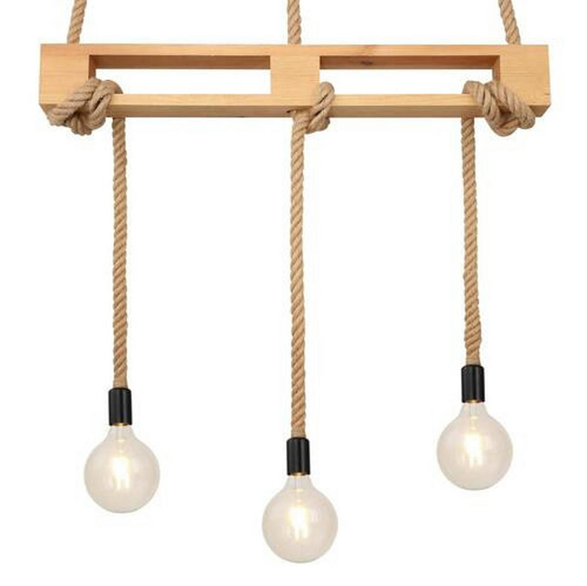 HÄNGELEUCHTE 83/10/120 cm   - Schwarz/Braun, Natur, Naturmaterialien/Holz (83/10/120cm) - Globo