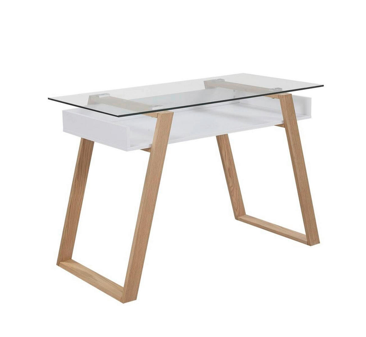 SCHREIBTISCH 110/55/75 cm  in Weiß, Eichefarben  - Eichefarben/Weiß, MODERN, Glas/Holz (110/55/75cm) - Livetastic
