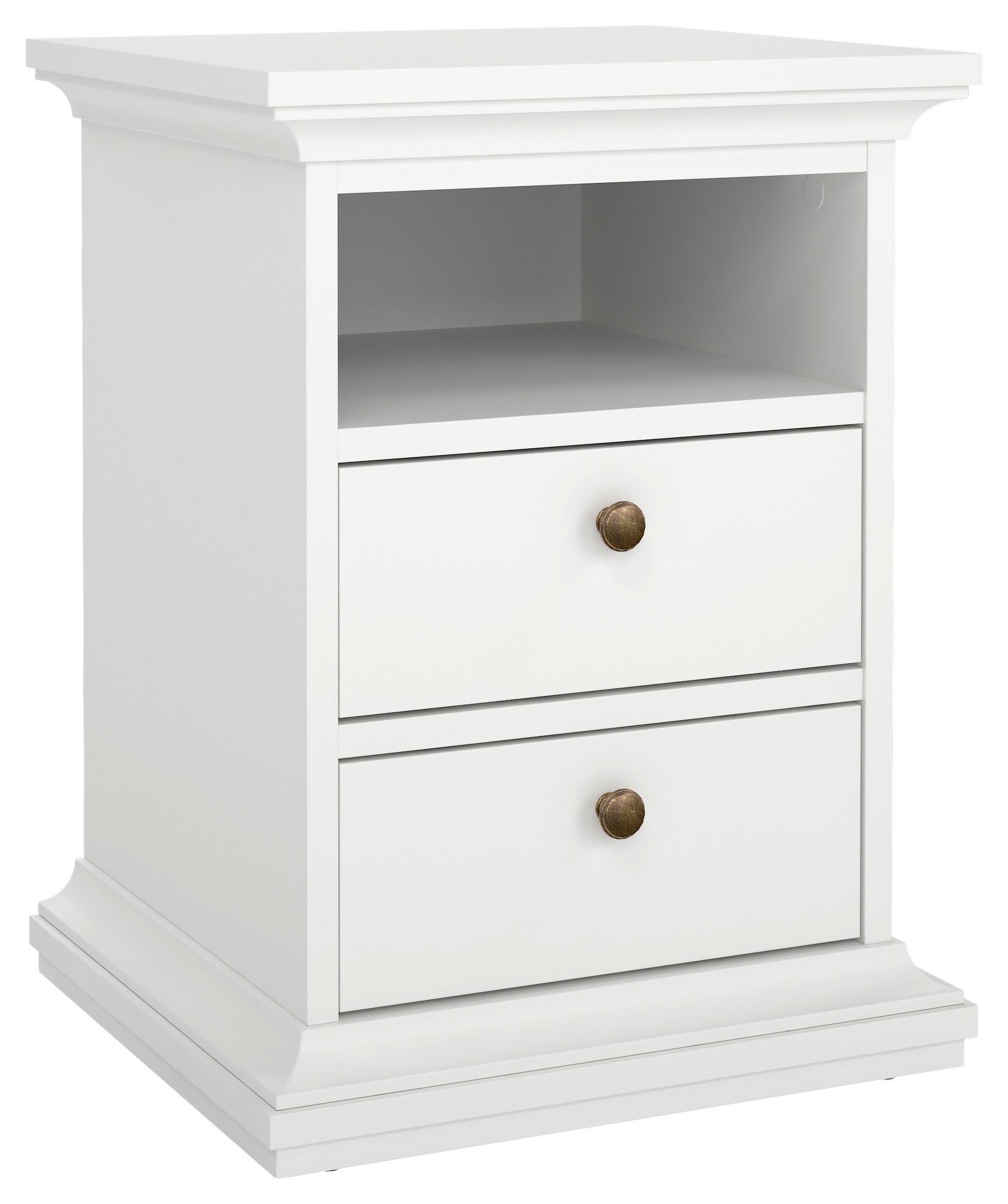 NACHTSCHRANK 43,6/58,8/40 cm  - Messingfarben/Weiß, MODERN, Holzwerkstoff/Metall (43,6/58,8/40cm) - MID.YOU