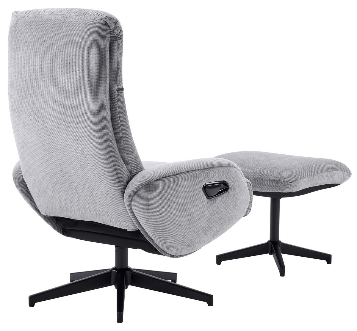 RELAXSESSELSET BASTY Webstoff Hocker    - Schwarz/Grau, Design, Textil/Metall (75/107/77cm) - Livetastic