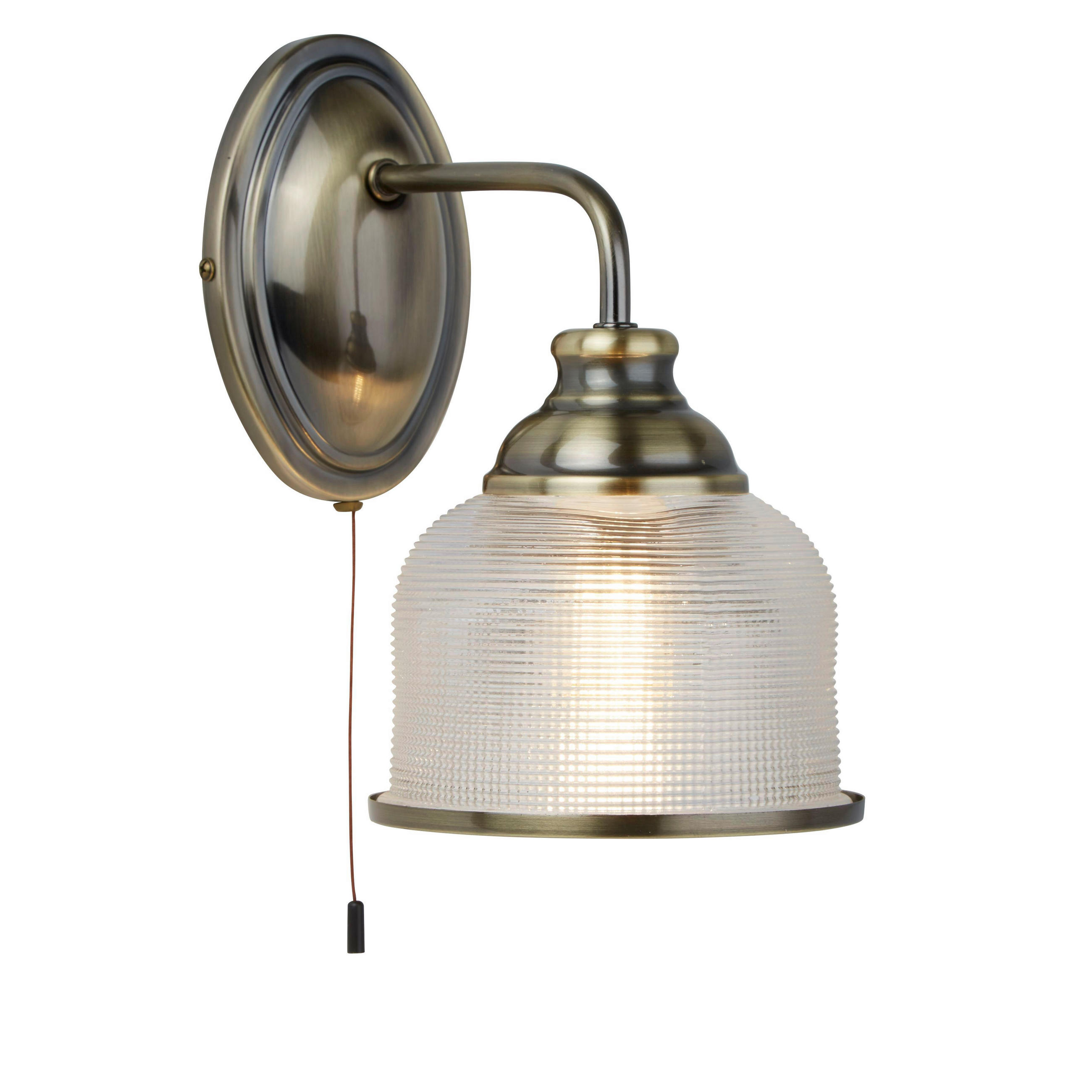 APLICĂ DE PERETE - străveziu/alămiu, Basics, sticlă/metal (15/24.5/24.5cm)
