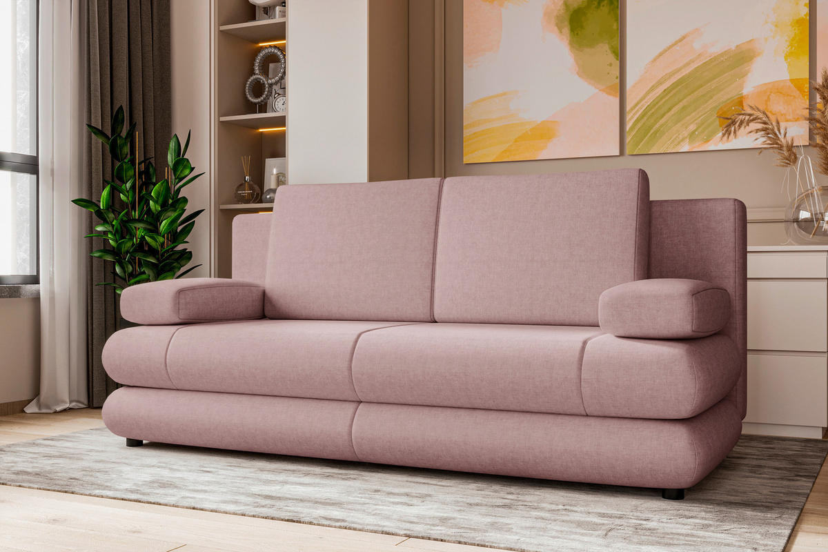 SCHLAFSOFA  mit Liegefunktion, Rücken echt Mikrofaser Rosa  - Schwarz/Rosa, KONVENTIONELL, Kunststoff/Textil (212/93/90cm) - Carryhome