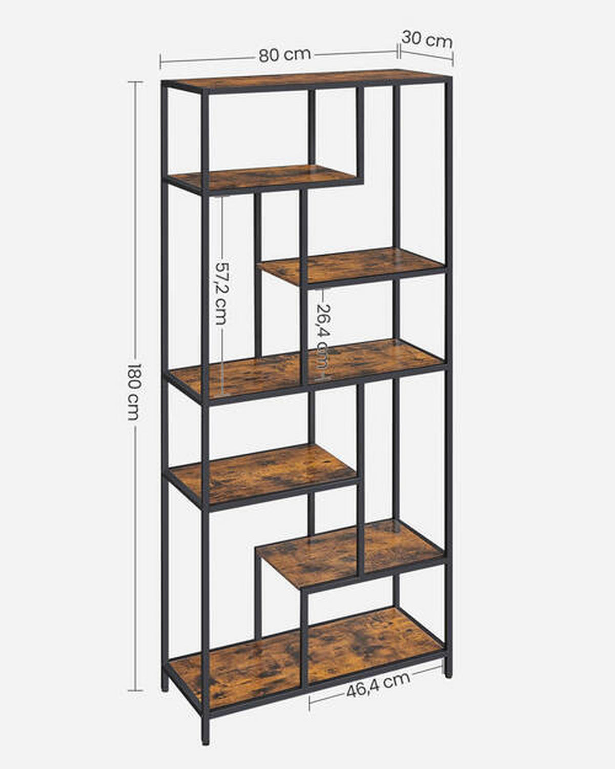 REGAL Braun, Schwarz  - Schwarz/Braun, Trend, Holzwerkstoff (80/180/30cm) - Boxxx