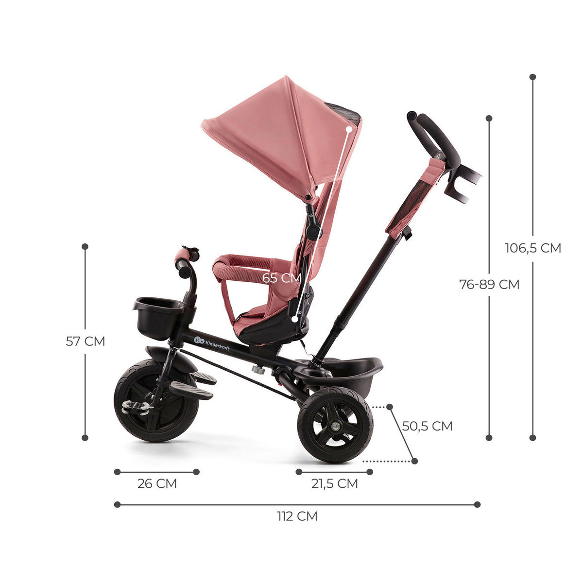DREIRAD - Rosa, Basics, Kunststoff/Textil (112/106.5/50.5cm) - kinderkraft