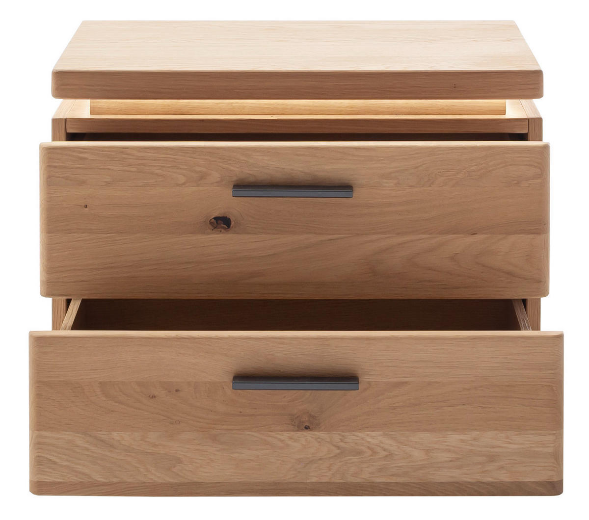 NACHTSCHRANK 60/48/42 cm Eiche massiv, furniert  - Eiche Bianco/Schwarz, Natur, Holz/Holzwerkstoff (60/48/42cm) - Linea Natura