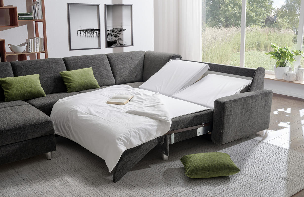 WOHNLANDSCHAFT in Chenille Anthrazit  - Anthrazit/Alufarben, KONVENTIONELL, Textil (158/323/237cm) - Sedda