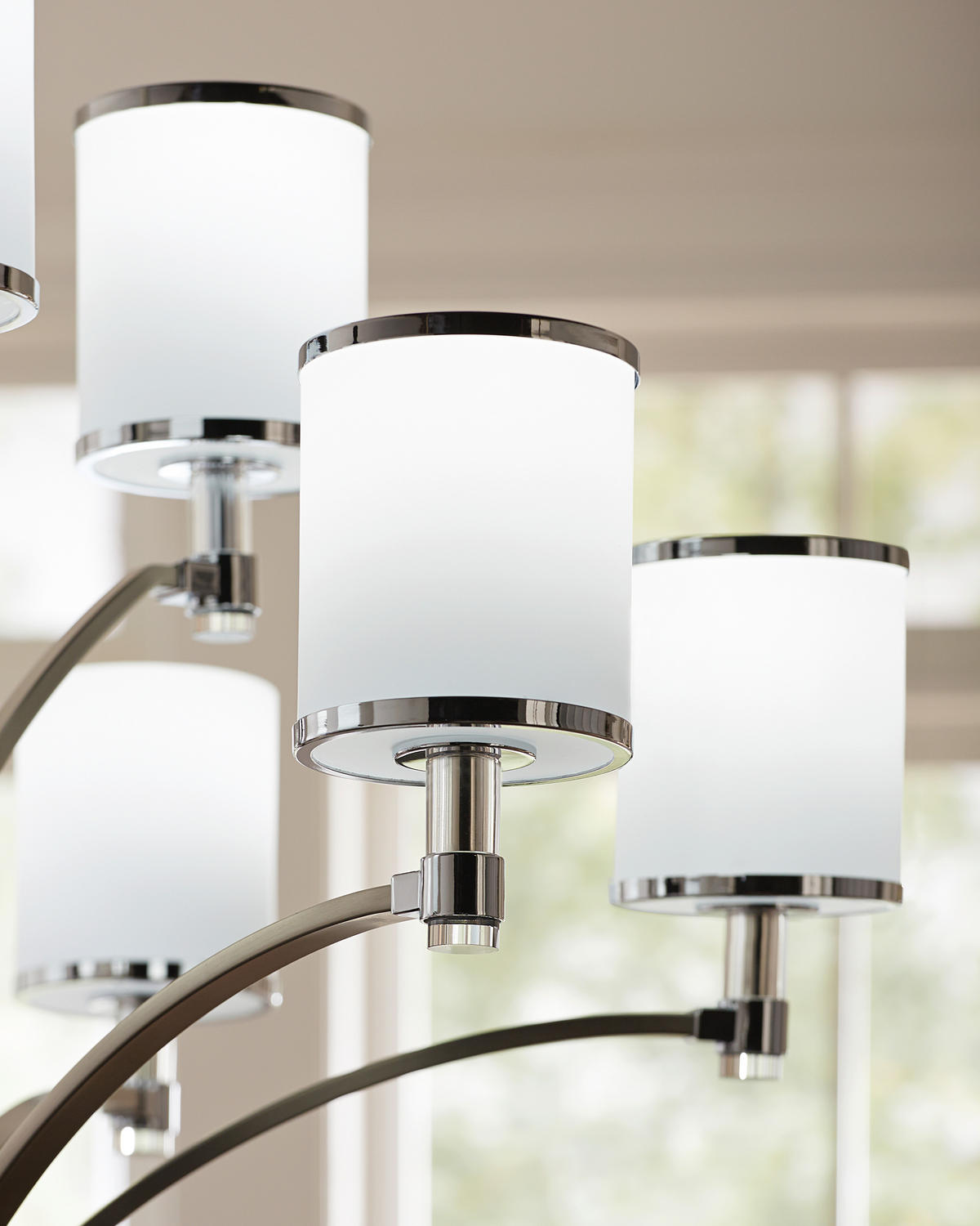 KRONLEUCHTER 91.7/99.7 cm    - Chromfarben/Nickelfarben, Design, Glas/Metall (91.7/99.7cm) - Elstead Lighting