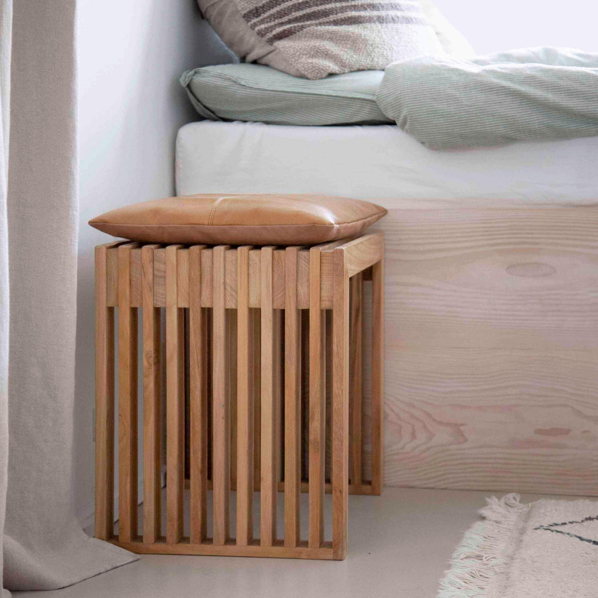 HOCKER Holz Teakfarben  - Teakfarben, Konventionell, Holz (45/43/35cm) - MID.YOU