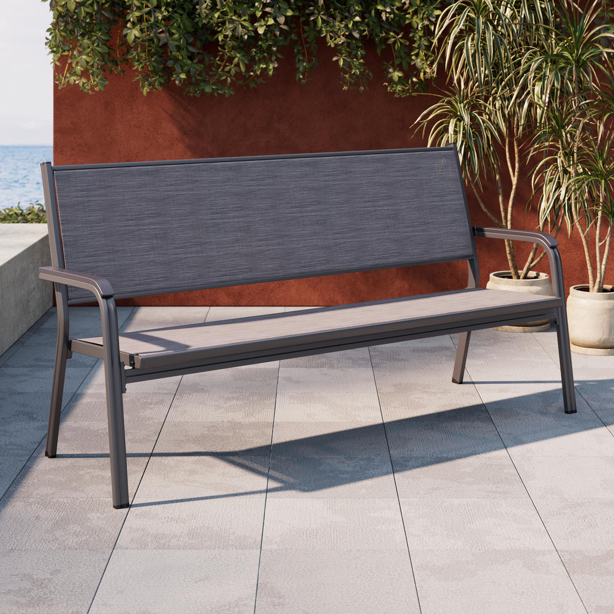 3-SITZER-BANK 190,5/97/67 cm  in Anthrazit, Grau  - Anthrazit/Grau, KONVENTIONELL, Textil/Metall (190,5/97/67cm) - Kettler