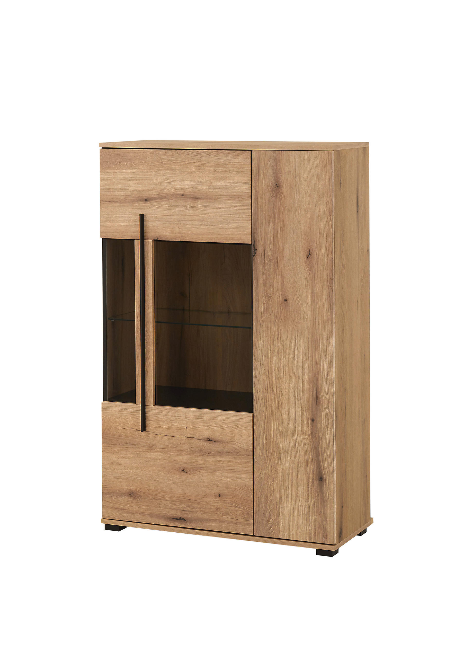 VITRINE  in Eichefarben  - Eichefarben/Schwarz, Design, Glas/Holzwerkstoff (90/140/37cm) - Livetastic
