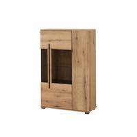 VITRINE  in Eichefarben  - Eichefarben/Schwarz, Design, Glas/Holzwerkstoff (90/140/37cm) - Livetastic