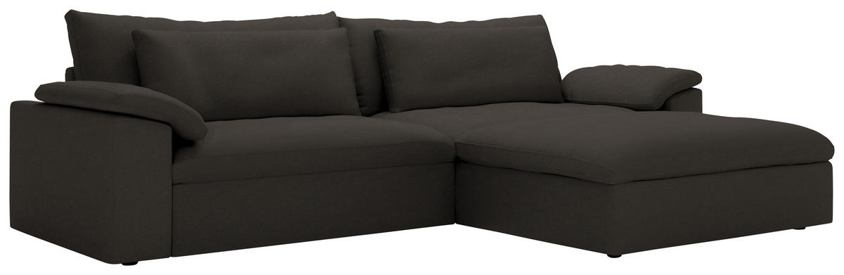 ECKSOFA  Chenille Mokka  - Schwarz/Mokka, Modern, Kunststoff/Textil (306/198cm) - Carryhome