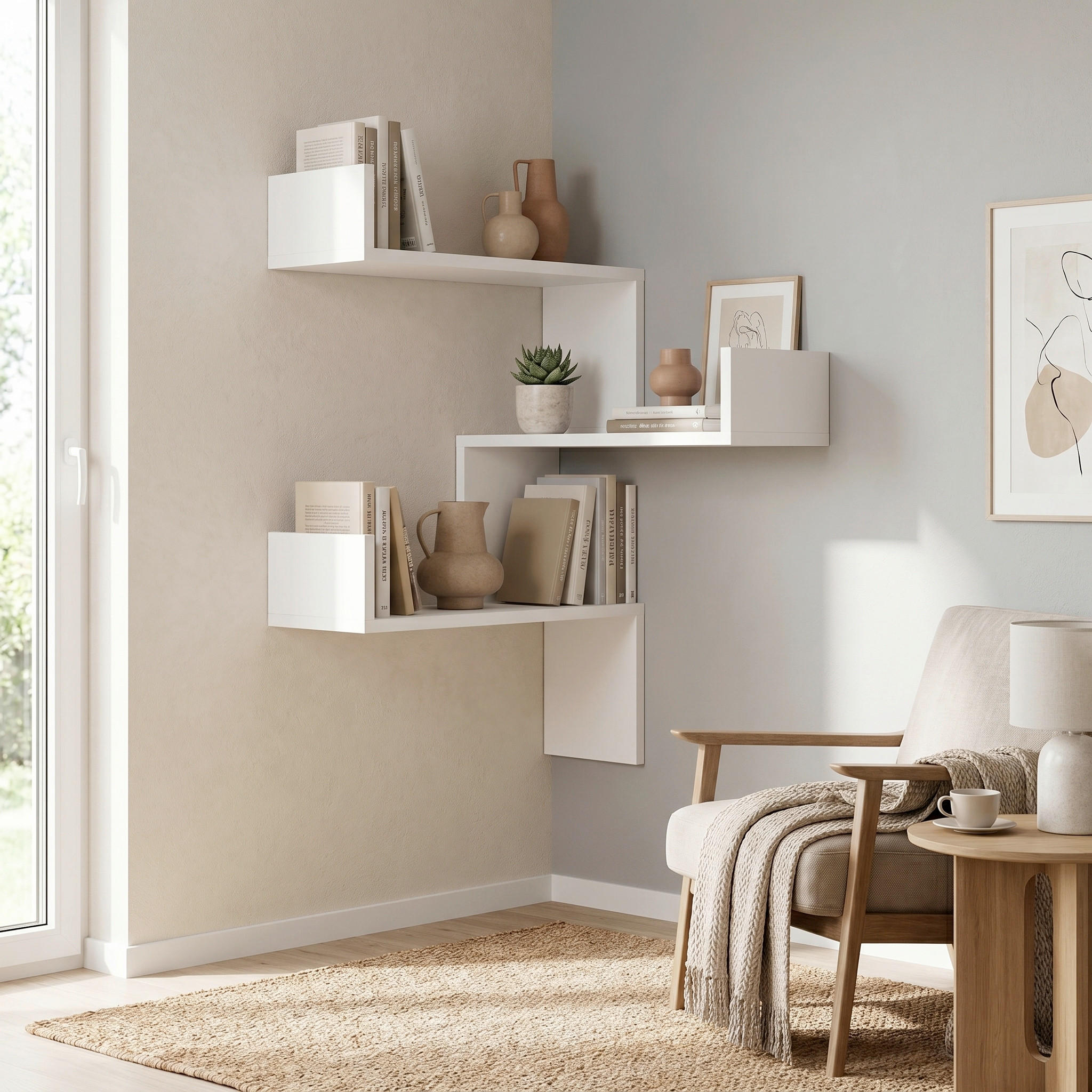 WANDREGAL  - Weiß, Design, Holzwerkstoff (60/90/22cm) - Livetastic