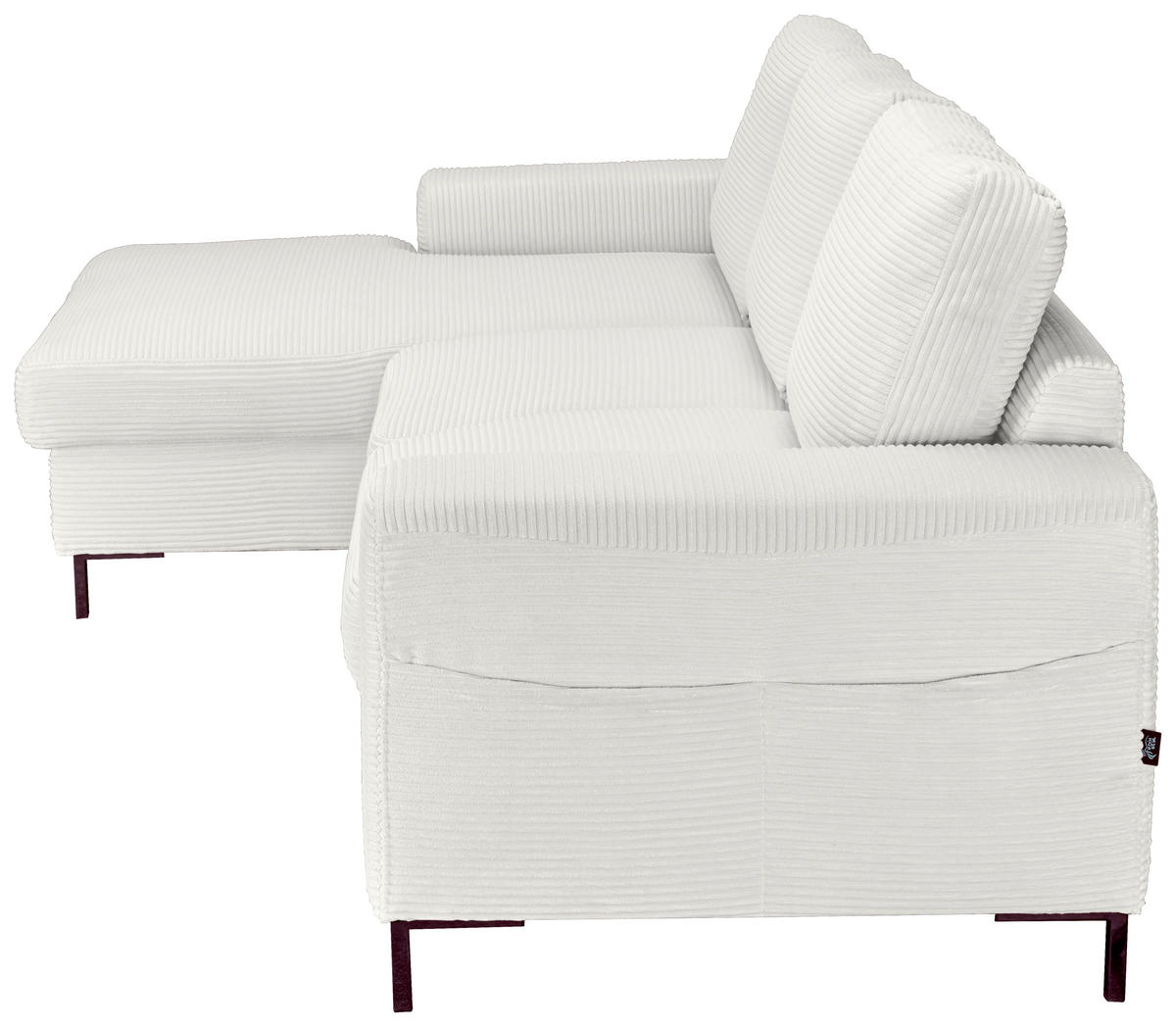 ECKSOFA Creme Cord  - Creme/Schwarz, KONVENTIONELL, Textil/Metall (150/240cm) - Carryhome