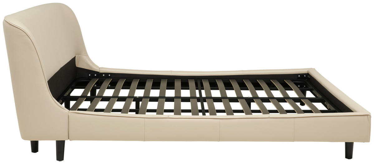 ČALOUNĚNÁ POSTEL, 180/200 cm, béžová - černá/béžová, Moderní, kov/dřevo (180/200cm) - Livetastic