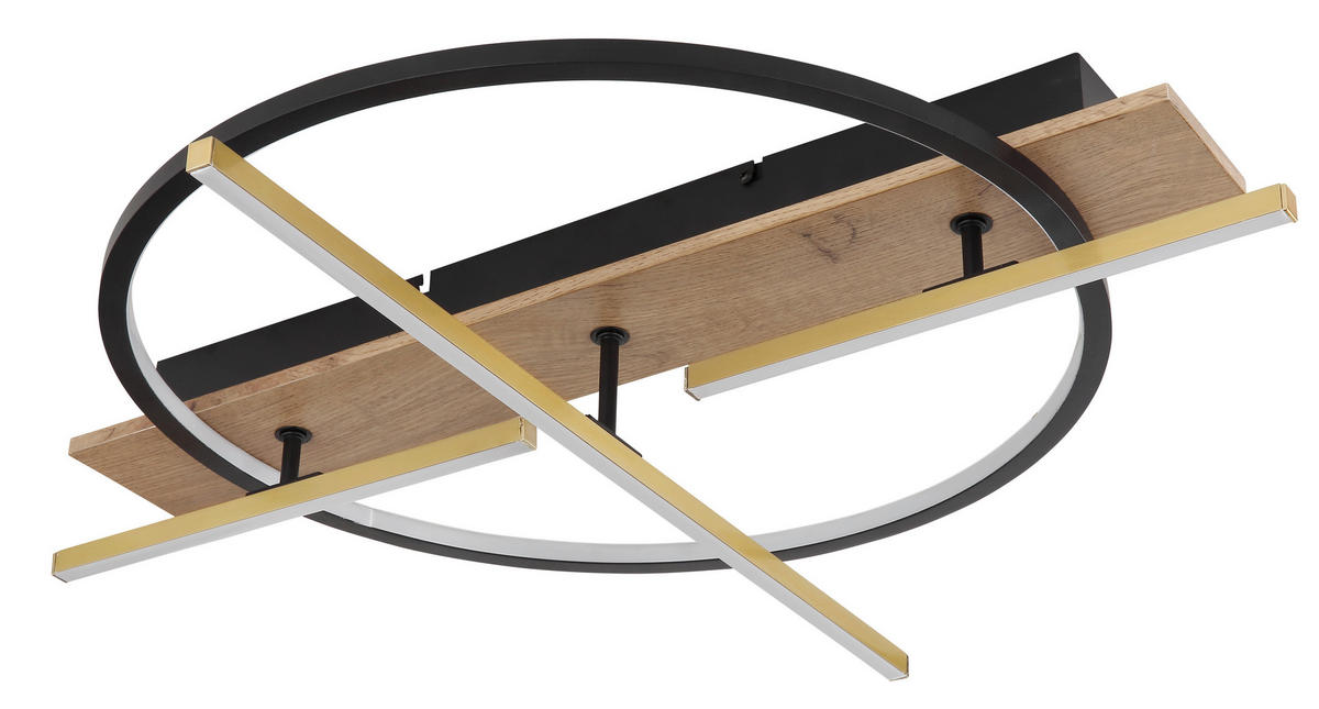 LED-DECKENLEUCHTE 44 W    70/60/11,5 cm  - Dunkelbraun/Messingfarben, Design, Holzwerkstoff/Kunststoff (70/60/11,5cm) - Globo