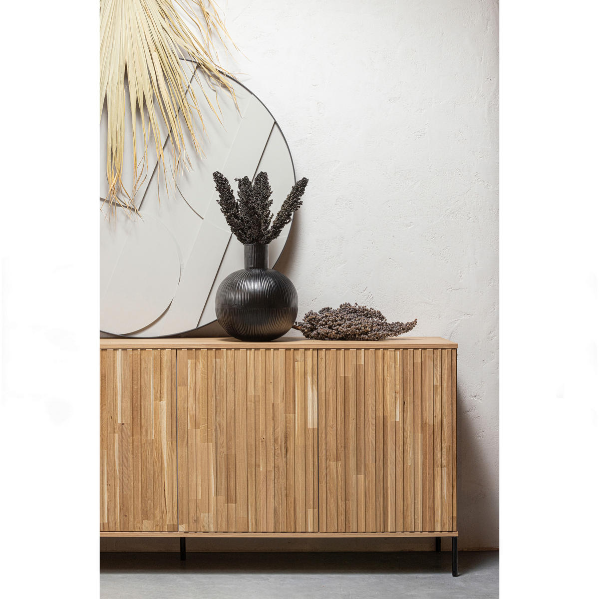 SIDEBOARD 200/85/44 cm  - Eichefarben/Schwarz, Design, Holz/Metall (200/85/44cm) - Livetastic