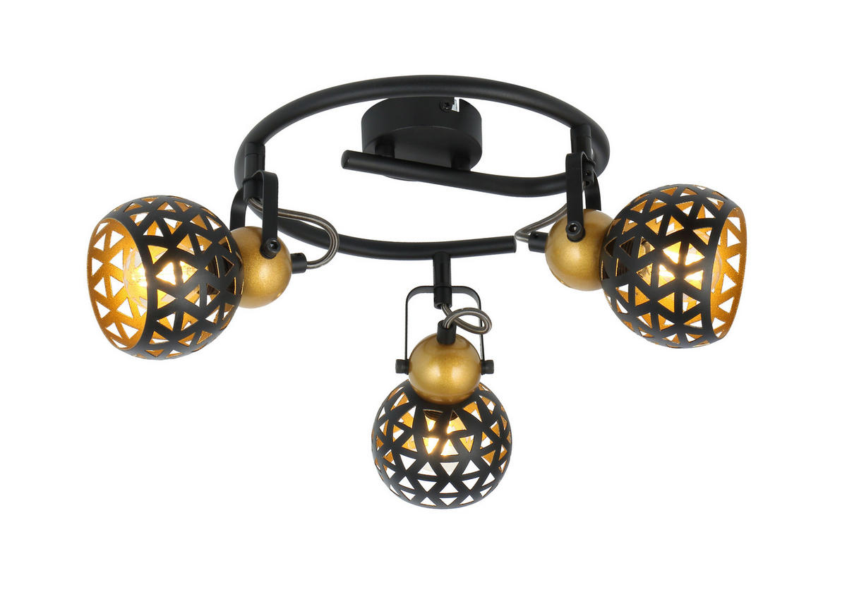 DECKENSTRAHLER - Goldfarben/Schwarz, Basics, Metall (25/17,5cm) - Globo