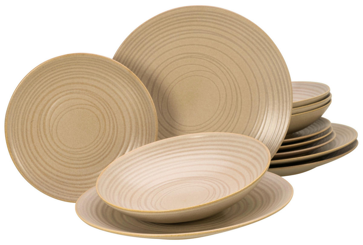 KOMBISERVICE Lava Stone 12-teilig  - Sandfarben, Basics, Keramik - Creatable