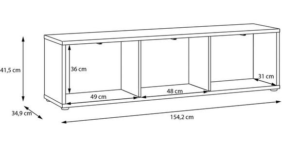LOWBOARD  in 154,2/42,5/34,9 cm  - Dunkelblau/Grau, MODERN, Holzwerkstoff/Metall (154,2/42,5/34,9cm) - Carryhome