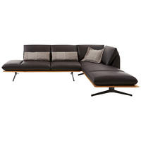 ECKSOFA  in Echtleder Braun  282/205 cm  - Beige/Schwarz, Design, Leder/Metall (282/205cm) - Dieter Knoll