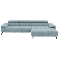 ECKSOFA in Chenille Hellblau  - Schwarz/Hellblau, Design, Textil/Metall (329/190cm) - Beldomo Style