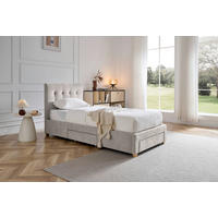 POLSTERBETT 90/200 cm, inkl. gepolstertes Kopfteil, Lattenrost, Bettschubladen,  in Beige  - Beige/Naturfarben, Design, Holz/Textil (90/200cm) - Boxxx