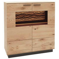 HIGHBOARD  in 115/116/44 cm  - Eichefarben/Anthrazit, Design, Glas/Holz (115/116/44cm) - Valnatura
