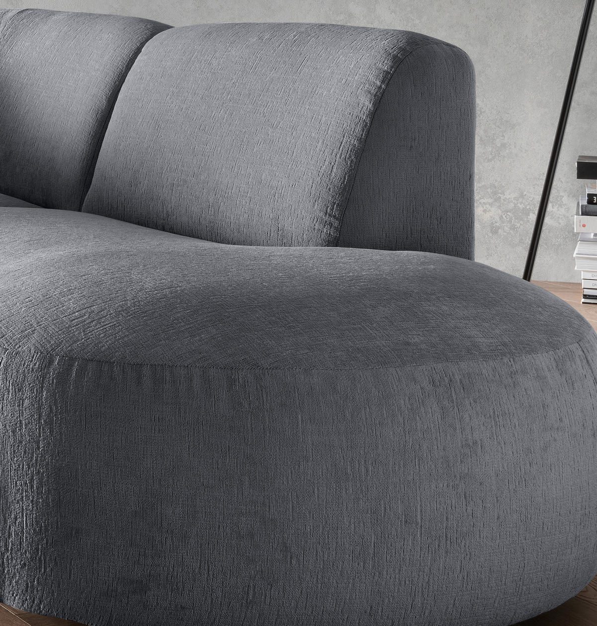 ECKSOFA in Mikrofaser Anthrazit  276/182 cm  - Anthrazit/Schwarz, MODERN, Kunststoff/Textil (276/182cm) - Livetastic