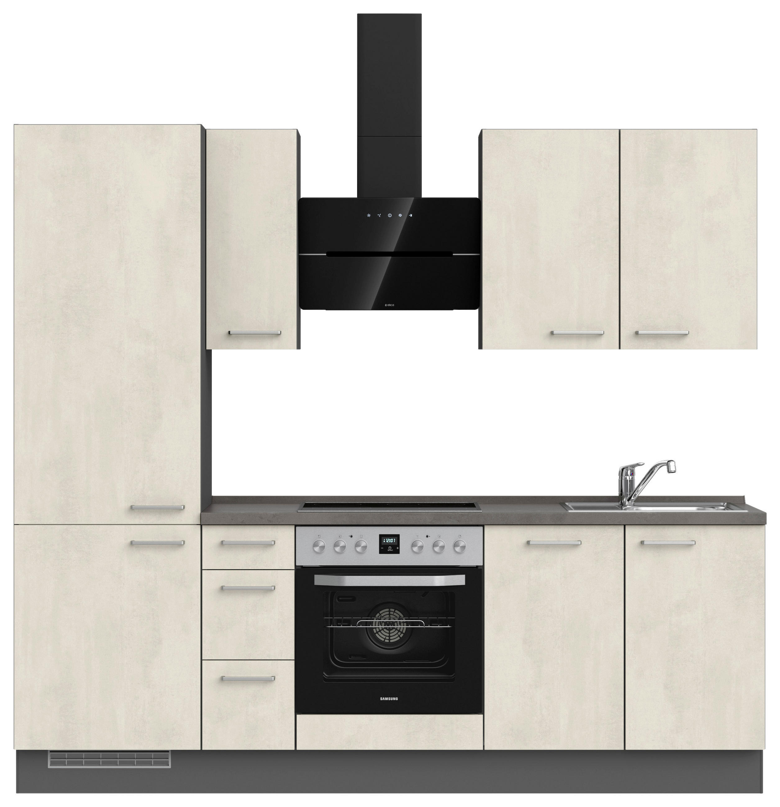 KÜCHENBLOCK 240 cm   in Weiß, Schieferfarben  - Schieferfarben/Edelstahlfarben, MODERN, Holzwerkstoff/Metall (240cm) - Nobilia
