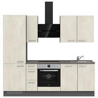KÜCHENBLOCK 240 cm   in Weiß, Schieferfarben  - Schieferfarben/Edelstahlfarben, MODERN, Holzwerkstoff/Metall (240cm) - Nobilia
