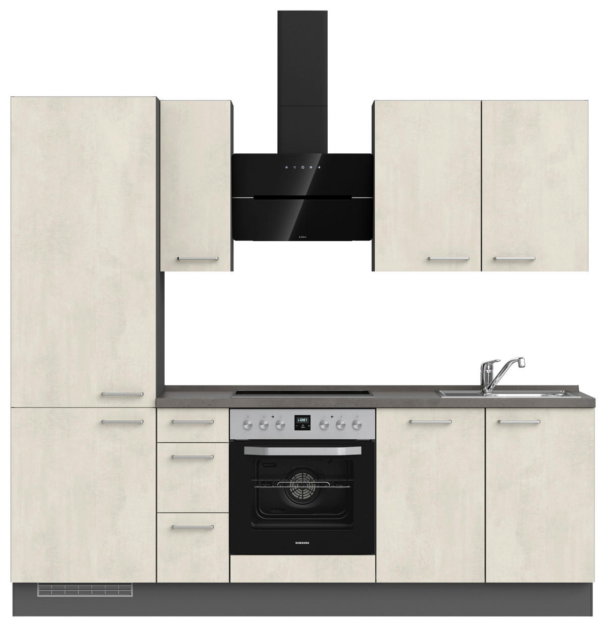 KÜCHENBLOCK 240 cm   in Weiß, Schieferfarben  - Schieferfarben/Edelstahlfarben, MODERN, Holzwerkstoff/Metall (240cm) - Nobilia