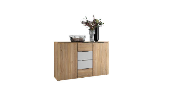 SIDEBOARD in 135/89/40 cm - Eichefarben/Schwarz, KONVENTIONELL, Holzwerkstoff/Kunststoff (135/89/40cm) - Carryhome