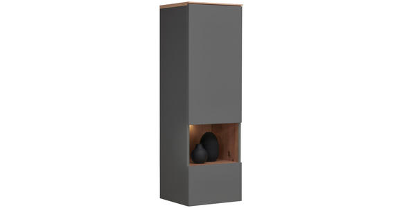 HÄNGEVITRINE in Graphitfarben, Eiche Artisan   - Schwarz/Graphitfarben, MODERN, Glas/Holzwerkstoff (40/126/37cm) - Hom`in