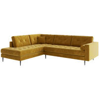 ECKSOFA in Flachgewebe Senfgelb  259/205 cm  - Edelstahlfarben/Gelb, Design, Textil/Metall (259/205cm) - Livetastic