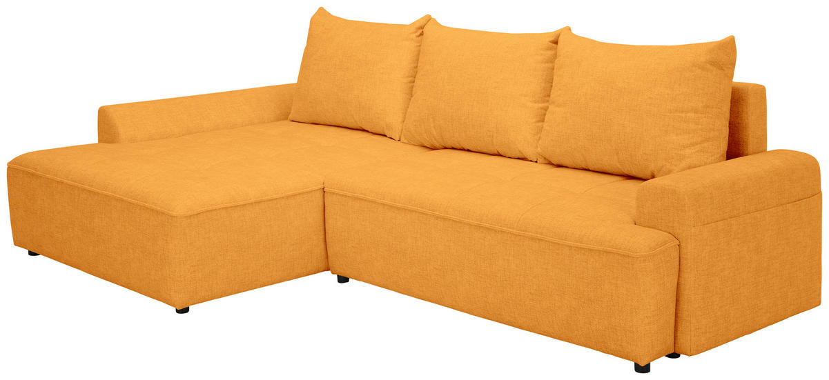 ECKSOFA in Mikrofaser Senfgelb  - Senfgelb/Schwarz, KONVENTIONELL, Kunststoff/Textil (169/295cm) - Carryhome