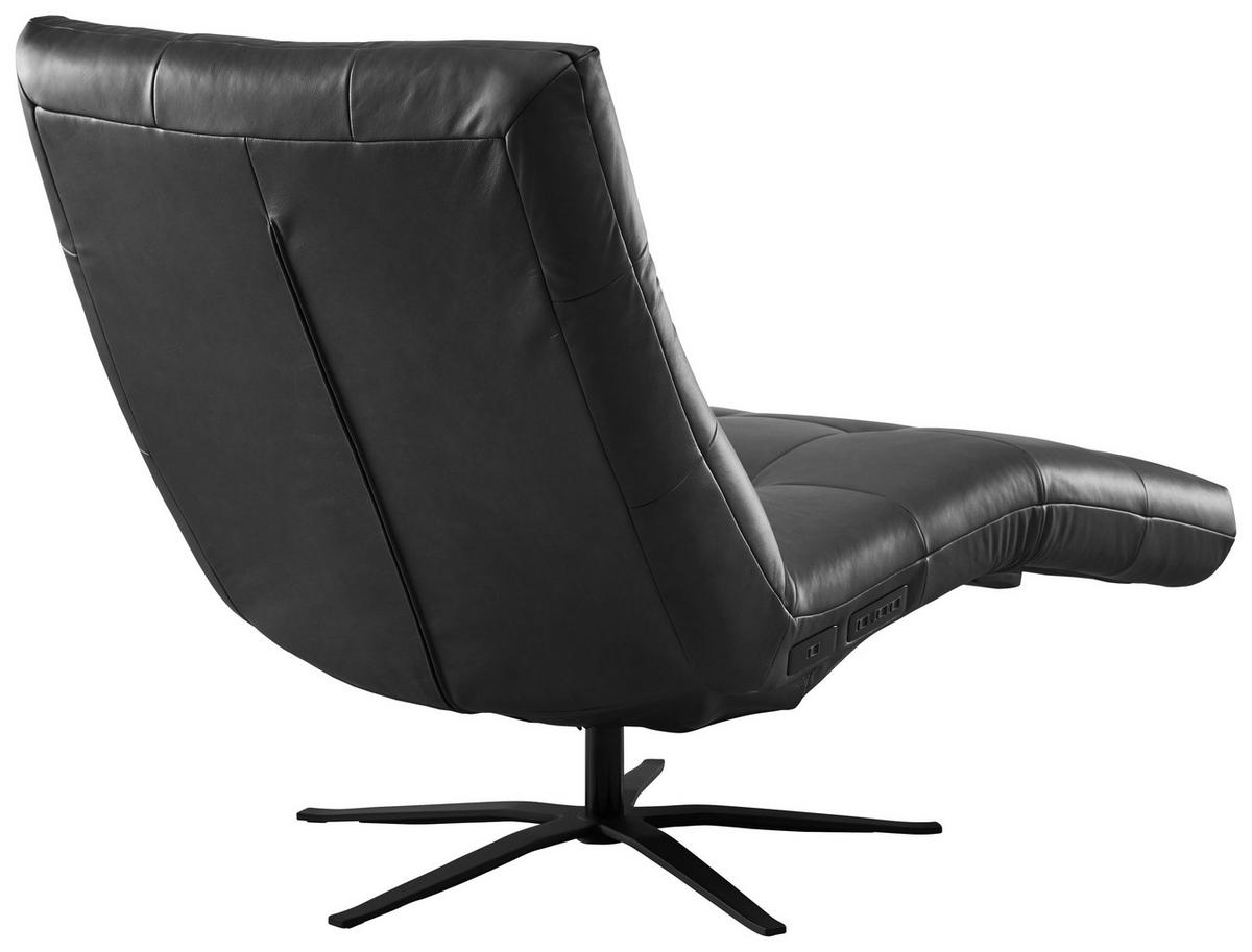 RELAXLIEGE in Echtleder Schwarz  - Schwarz, MODERN, Leder/Metall (82/53-115/156-206cm) - Pure Home Comfort