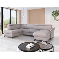 WOHNLANDSCHAFT GLENDALE E Silberfarben Chenille  - Silberfarben/Schwarz, KONVENTIONELL, Textil/Metall (193/321/166cm) - Sit & More