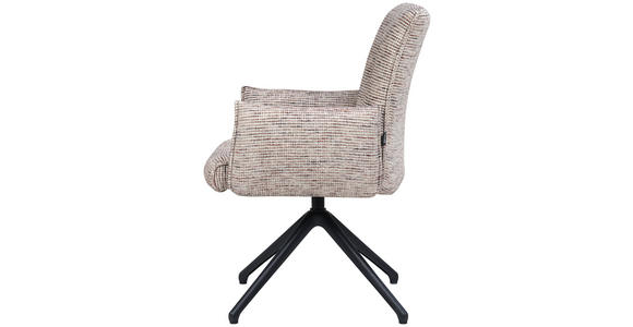 ARMLEHNSTUHL  Sitzfläche 360° drehbar, inklusive Armlehnen, automatische Rückholfunktion Webstoff  - Taupe/Schwarz, Design, Textil/Metall (65/91/65cm) - Novel